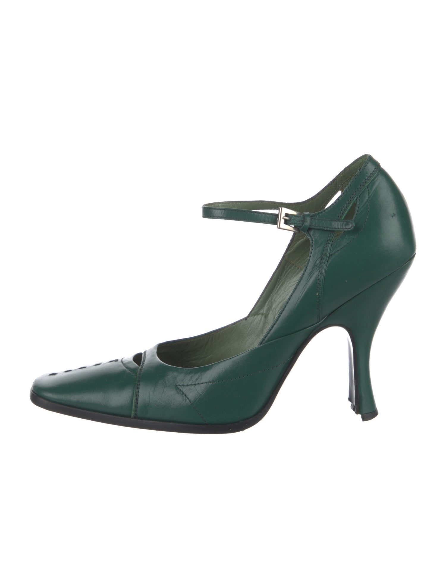 Prada Leather Cutout Accent Pumps