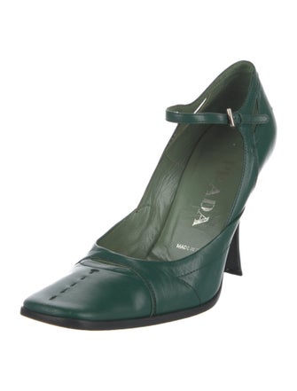 Prada Leather Cutout Accent Pumps