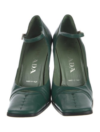 Prada Leather Cutout Accent Pumps