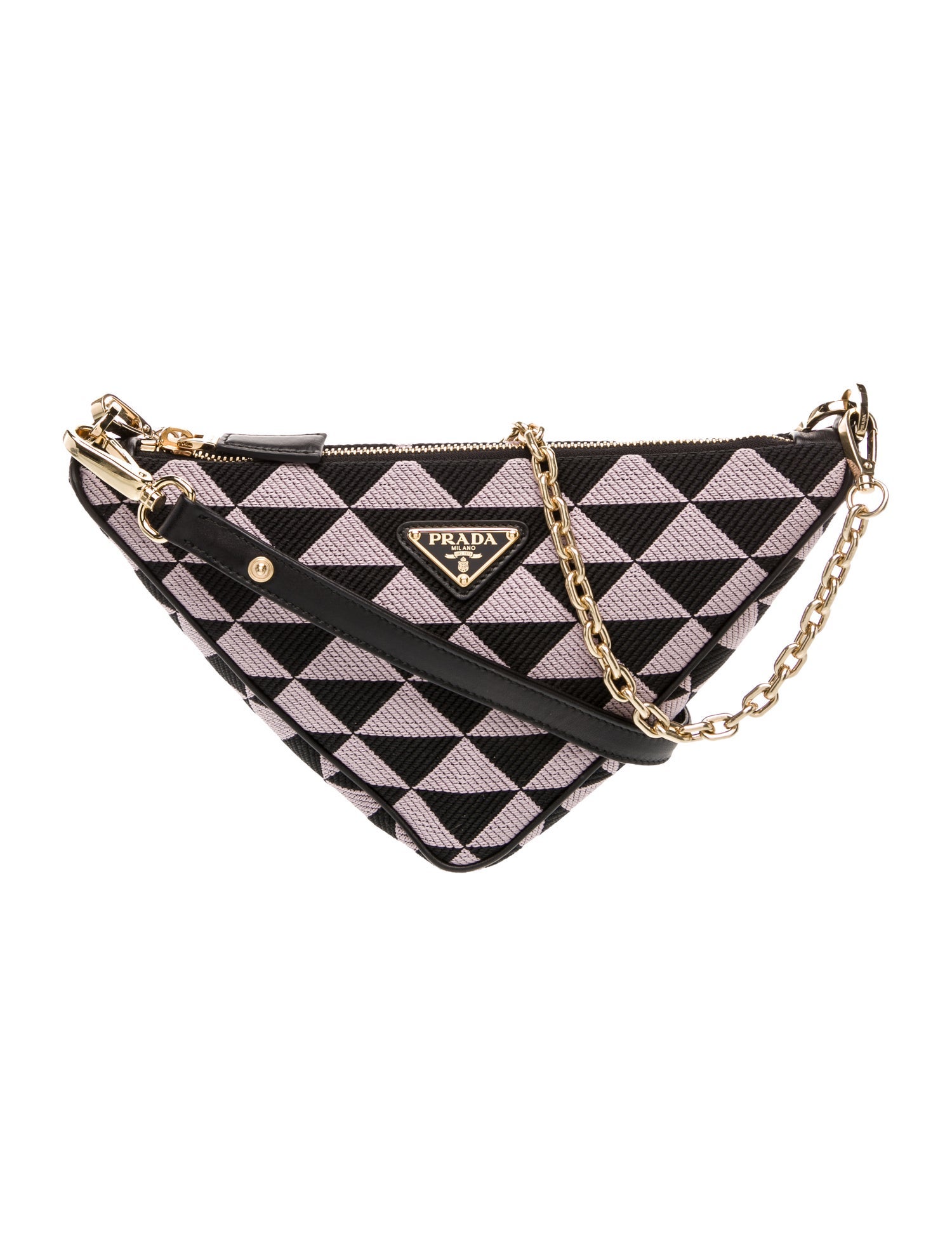 Prada Enameled Metal Triangle Triangle