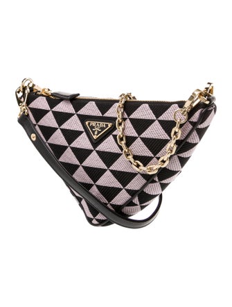 Prada Enameled Metal Triangle Triangle