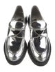 Prada Enameled Metal Triangle Patent Leather Oxfords