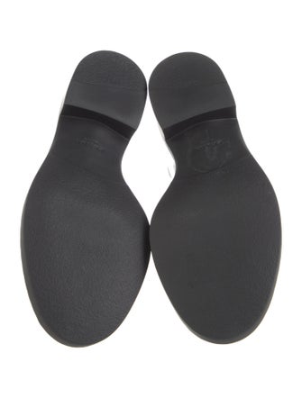 Prada Enameled Metal Triangle Patent Leather Oxfords