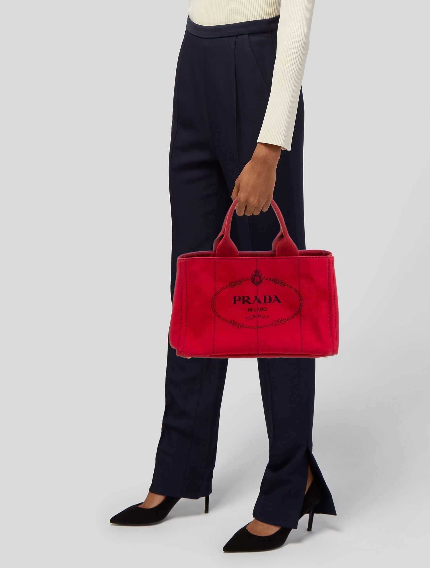 Prada Enameled Metal Triangle Tote