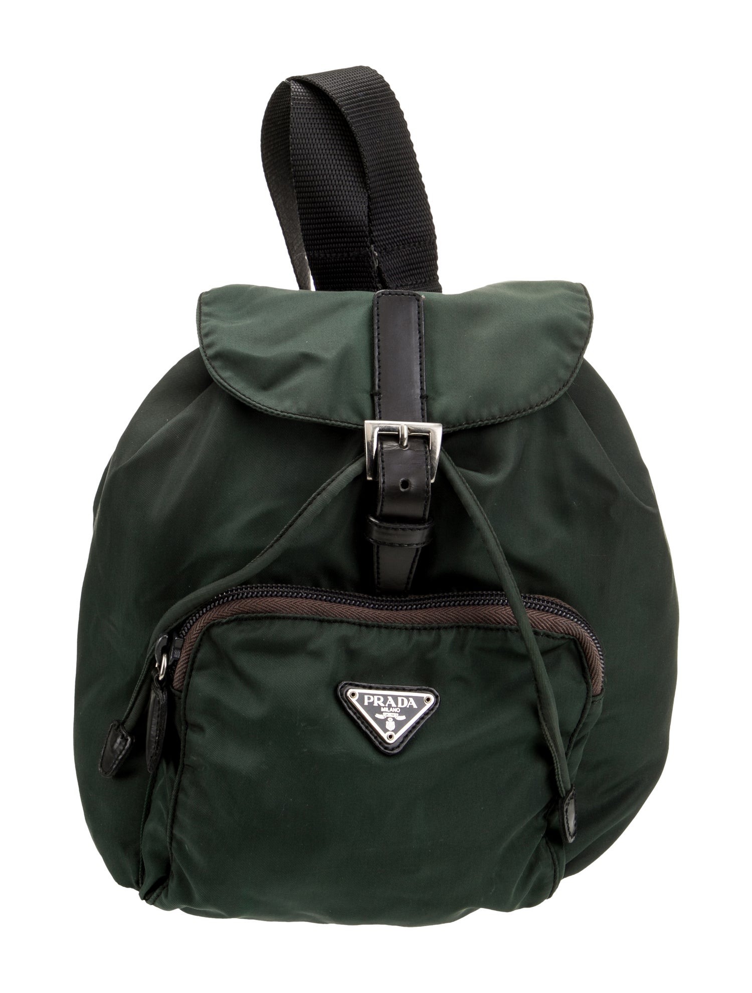 Prada Enameled Metal Triangle Backpack
