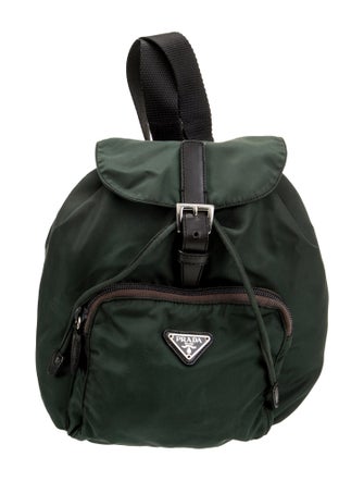 Prada Enameled Metal Triangle Backpack