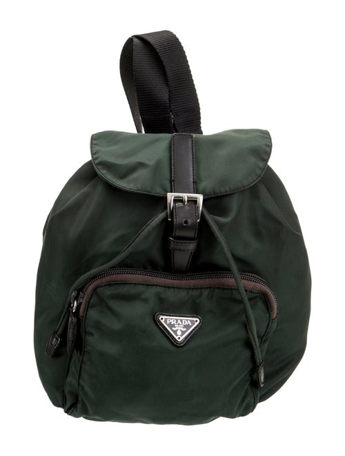 Prada Enameled Metal Triangle Backpack