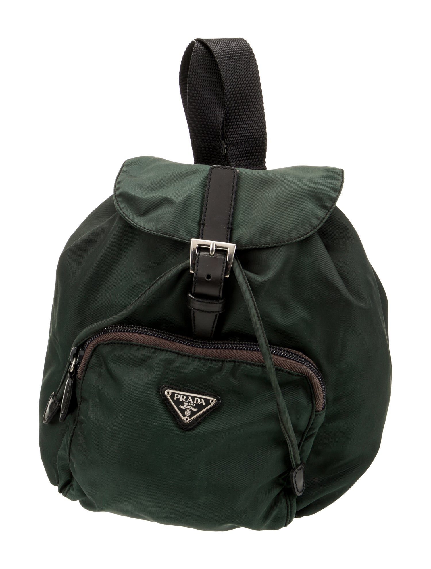 Prada Enameled Metal Triangle Backpack