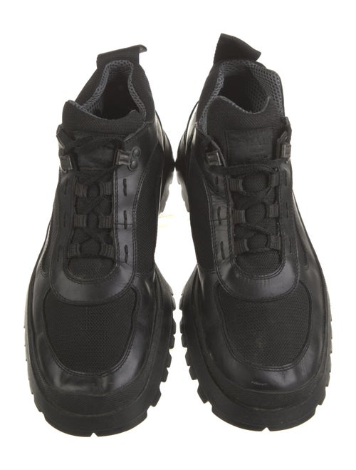 Prada Canvas Leather Trim Embellishment Sneakers