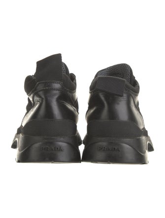 Prada Canvas Leather Trim Embellishment Sneakers