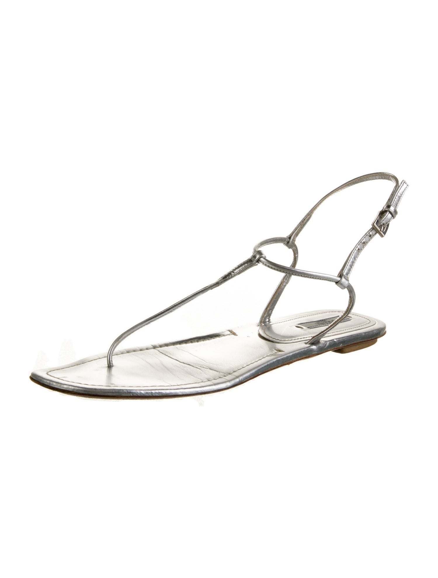 Prada Leather T-Strap Sandals