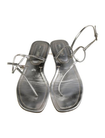 Prada Leather T-Strap Sandals