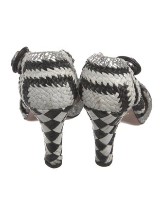 Prada Leather Colorblock Pattern Slingback Pumps