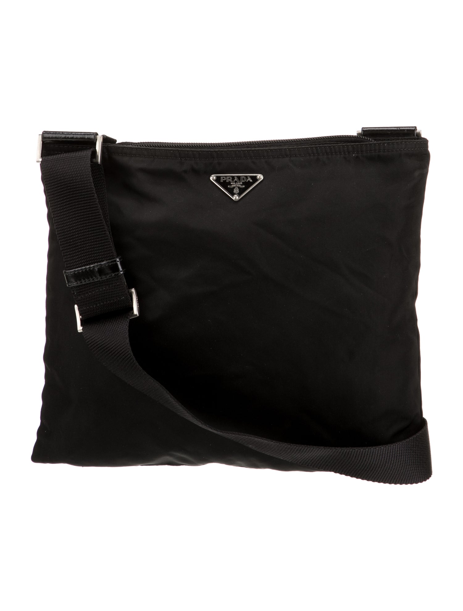 Prada Enameled Metal Triangle Shoulder Bag