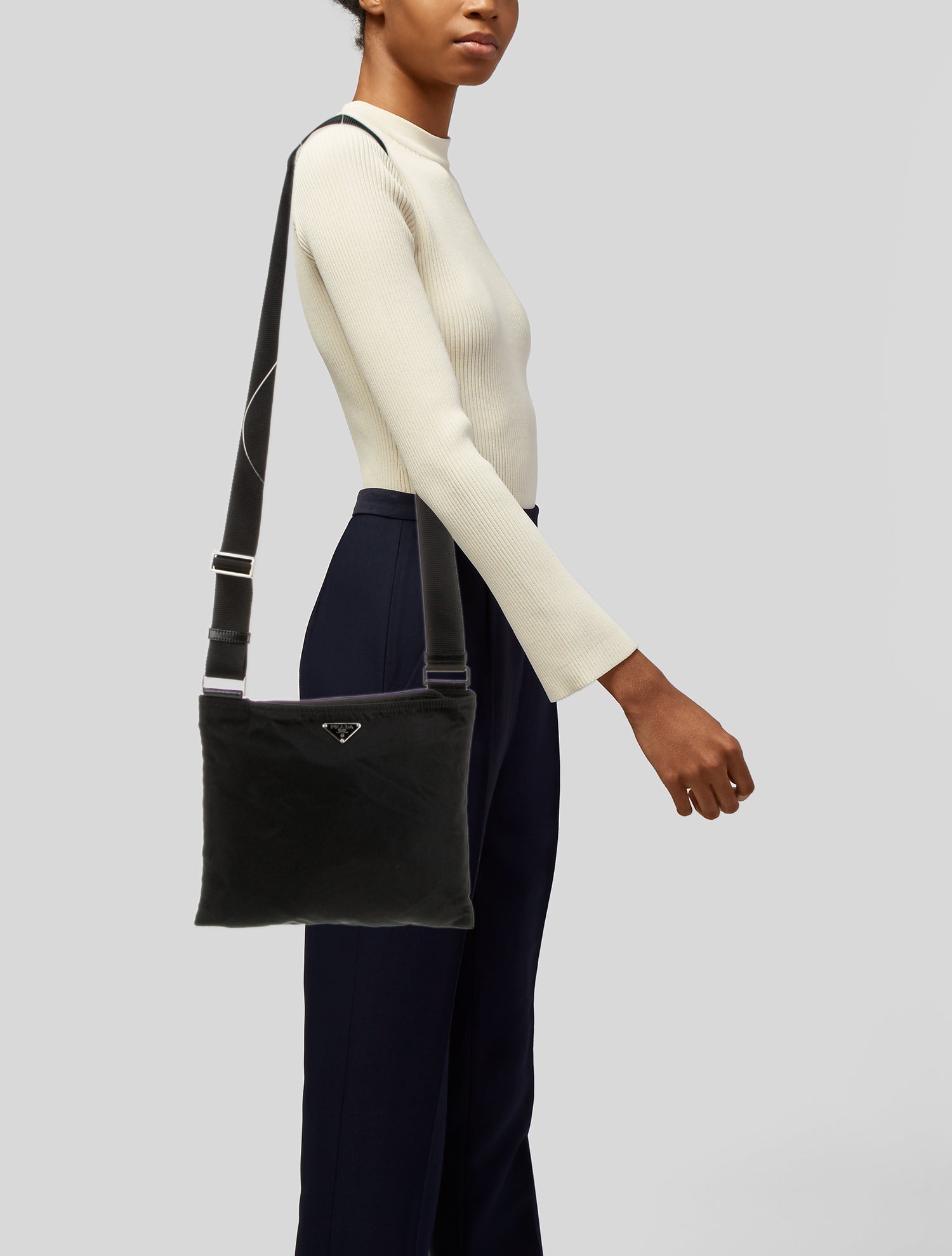 Prada Enameled Metal Triangle Shoulder Bag