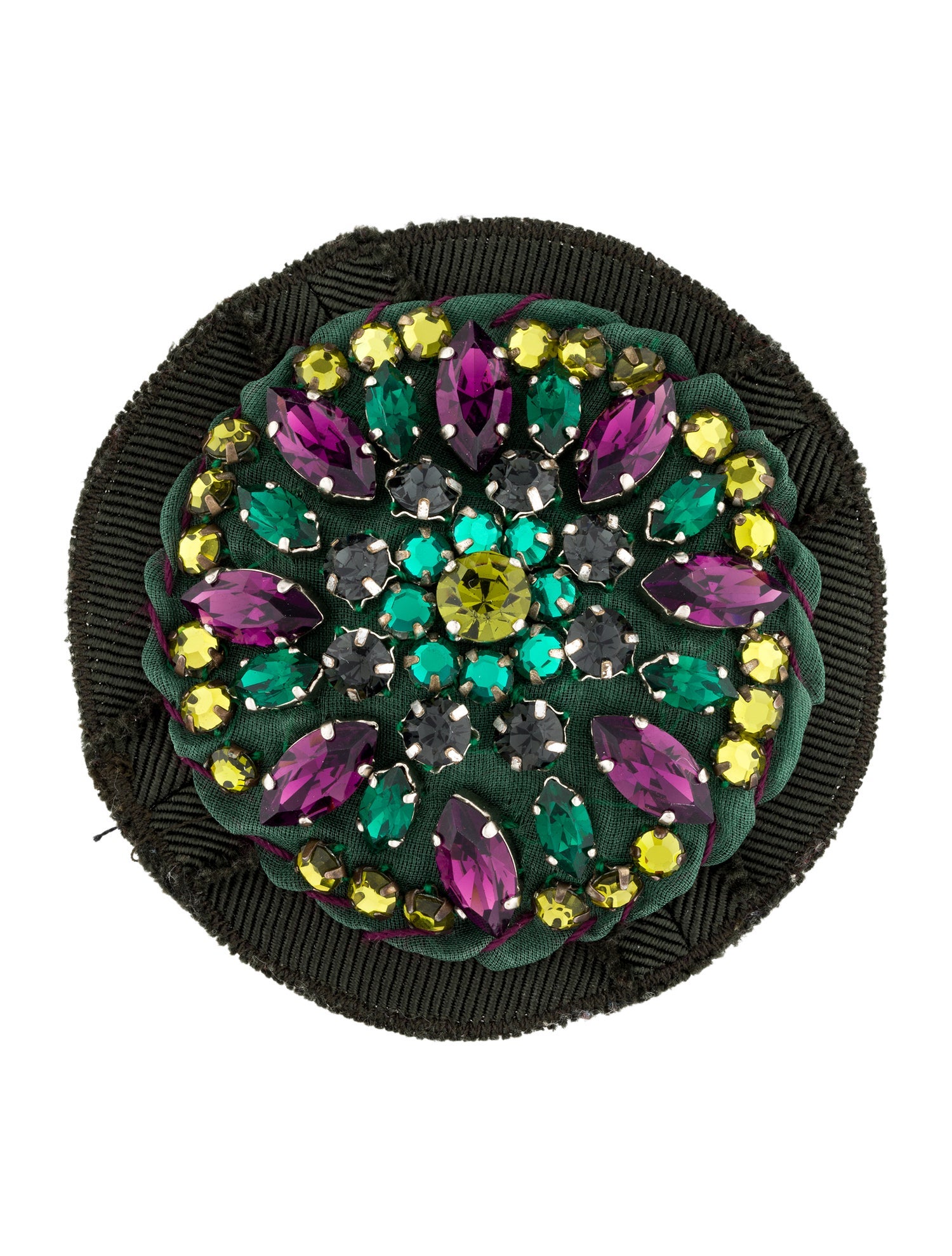 Prada Vintage Fabric & Crystal Pin Brooch