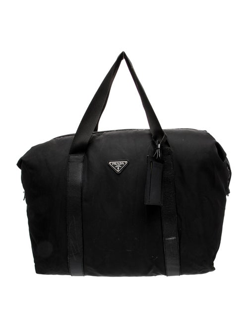 Prada Enameled Metal Triangle Weekender Bag