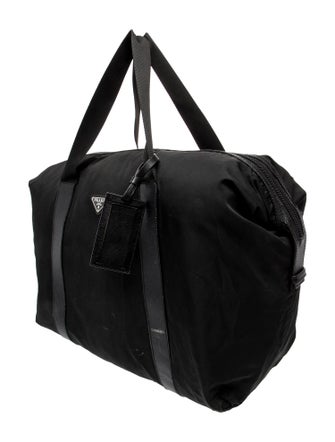 Prada Enameled Metal Triangle Weekender Bag