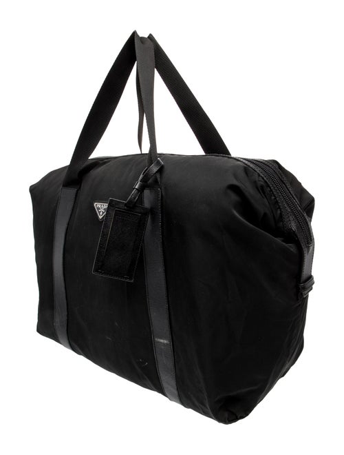 Prada Enameled Metal Triangle Weekender Bag