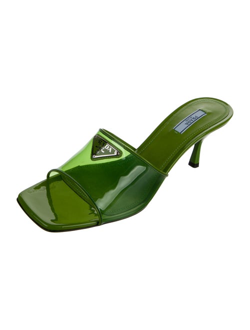 Prada PVC Leather Trim Embellishment Slides