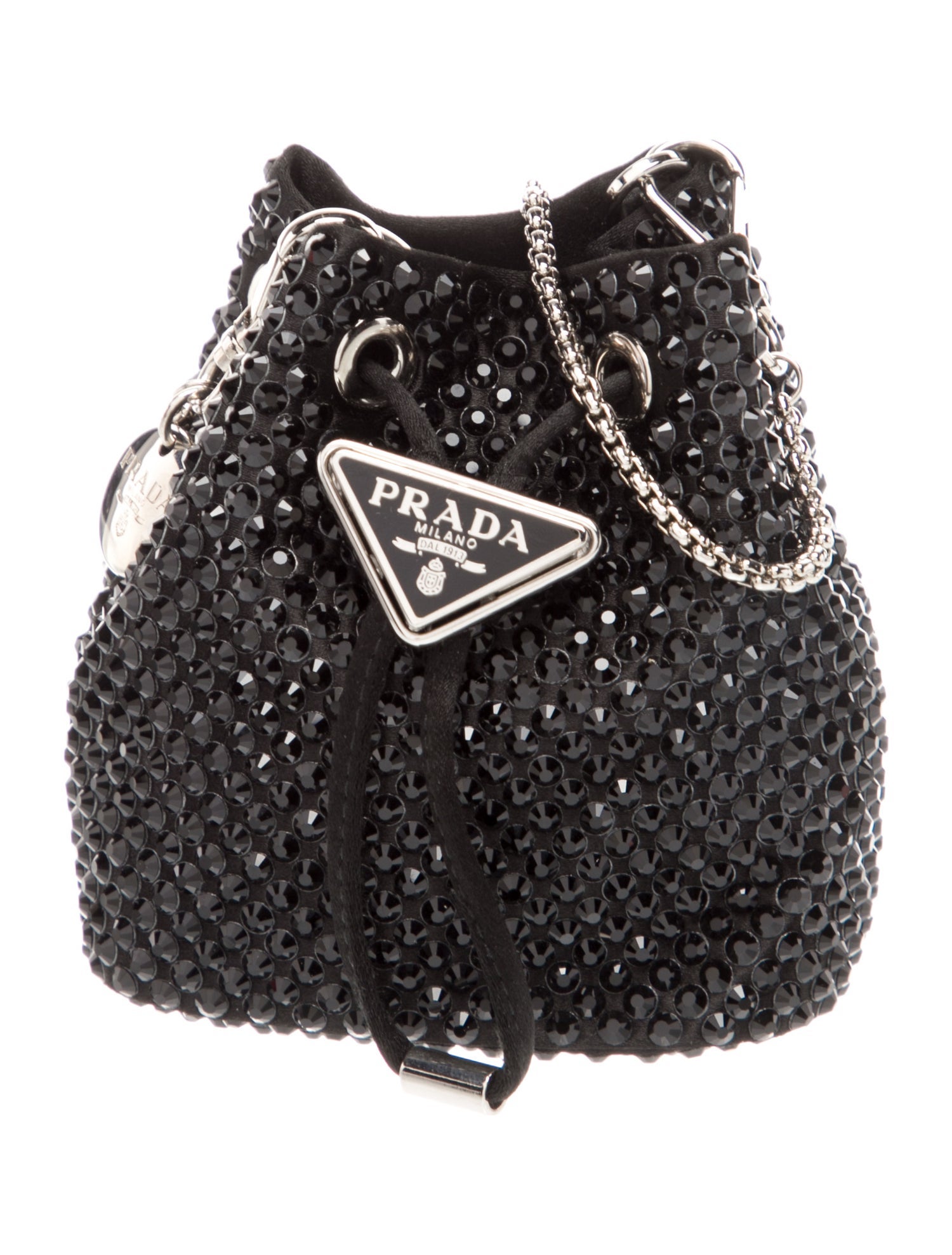 Prada Enameled Metal Triangle Bucket Bag