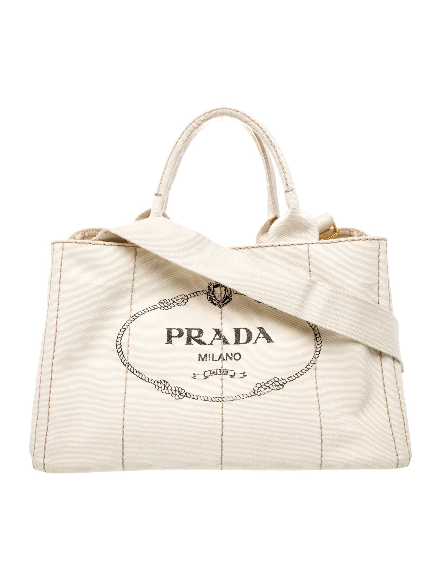 Prada Enameled Metal Triangle Canapa