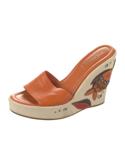 Prada Leather Studded Accents Slides