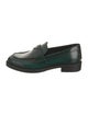 Prada Enameled Metal Triangle Leather Loafers