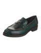 Prada Enameled Metal Triangle Leather Loafers