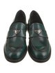 Prada Enameled Metal Triangle Leather Loafers