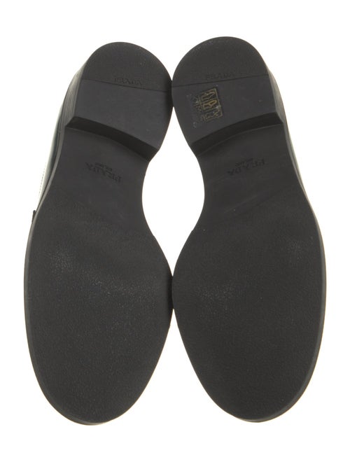 Prada Enameled Metal Triangle Leather Loafers
