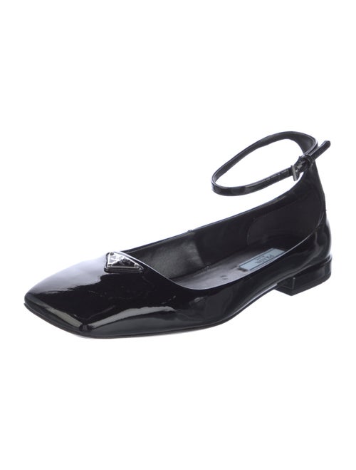 Prada Enameled Metal Triangle Patent Leather Ballet Flats