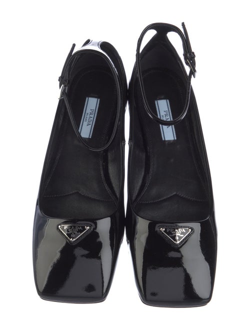 Prada Enameled Metal Triangle Patent Leather Ballet Flats