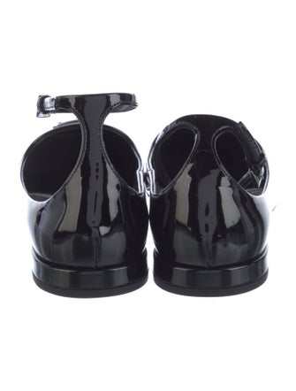 Prada Enameled Metal Triangle Patent Leather Ballet Flats