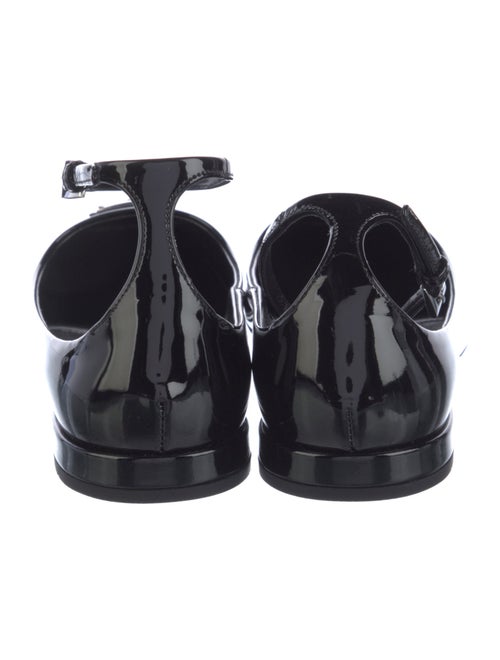 Prada Enameled Metal Triangle Patent Leather Ballet Flats