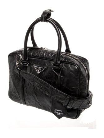Prada Enameled Metal Triangle Top Handle Bag