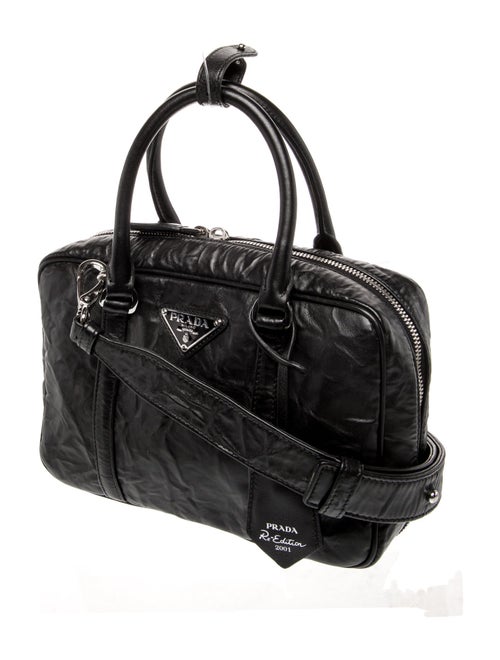 Prada Enameled Metal Triangle Top Handle Bag