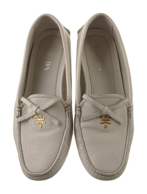 Prada Leather Bow Accents Loafers