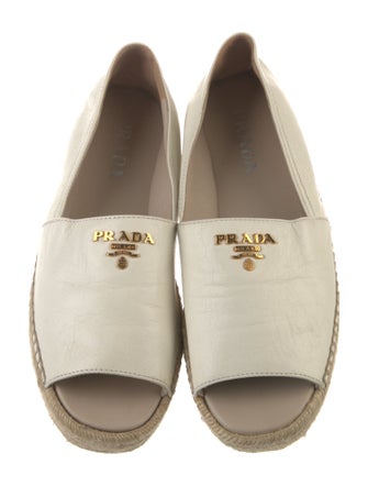 Prada Leather Whipstitch Trim Espadrilles