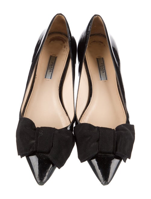 Prada Patent Leather Bow Accents Flats