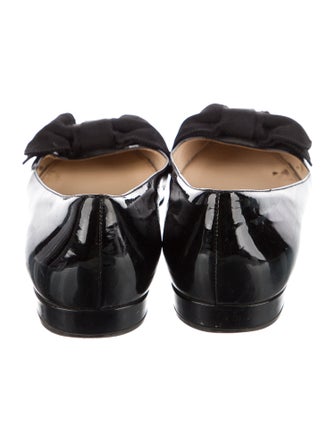 Prada Patent Leather Bow Accents Flats
