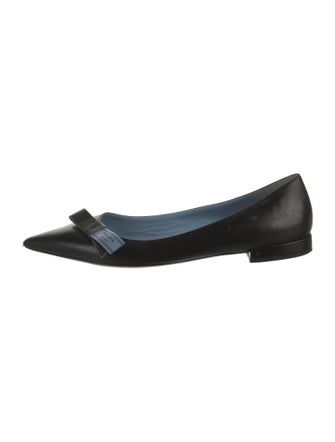 Prada Leather Bow Accents Ballet Flats