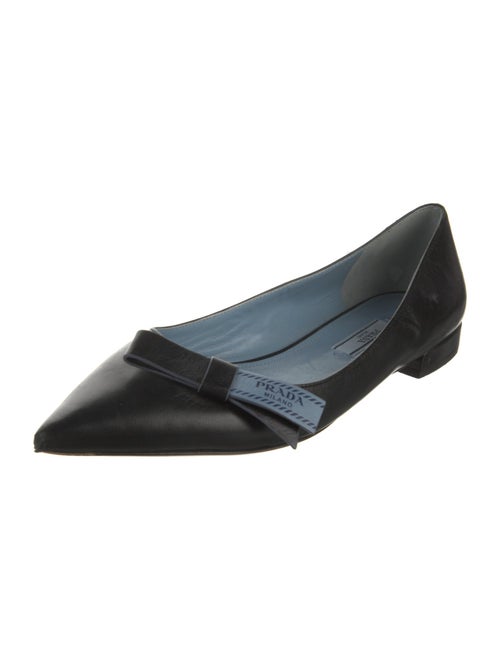 Prada Leather Bow Accents Ballet Flats
