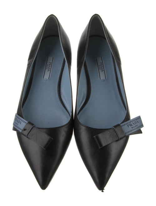 Prada Leather Bow Accents Ballet Flats