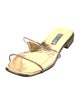 Prada Enameled Metal Triangle Patent Leather Slides