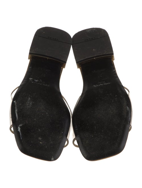 Prada Enameled Metal Triangle Patent Leather Slides