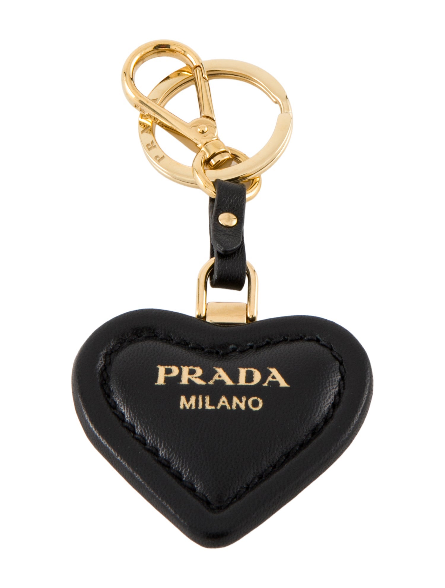 Prada Leather Heart Keychain