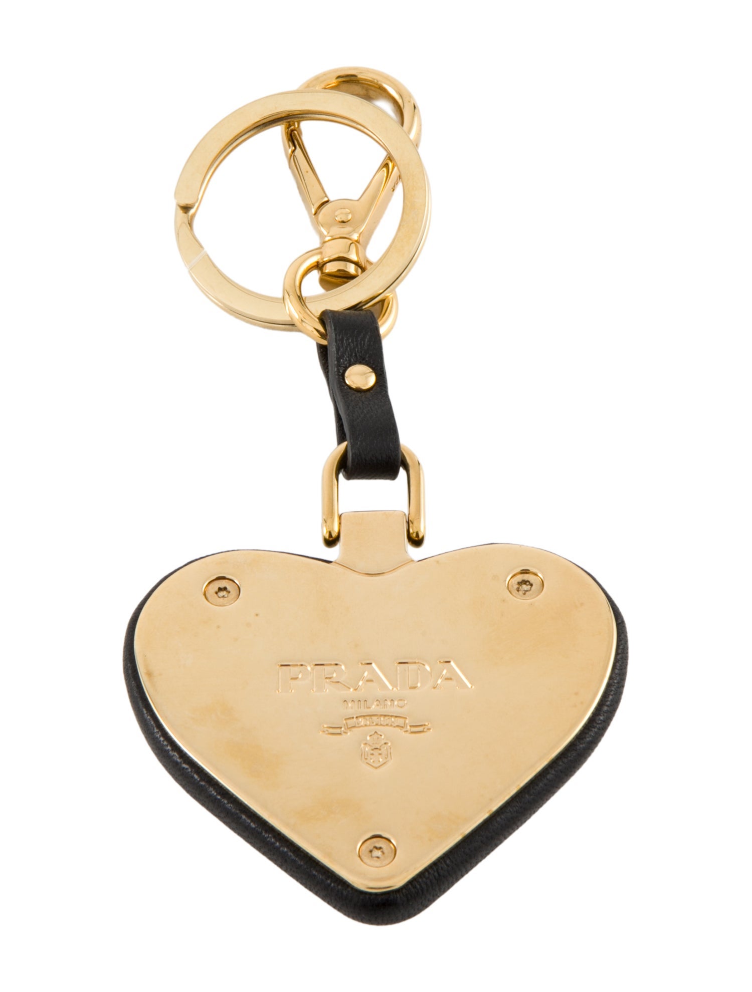 Prada Leather Heart Keychain