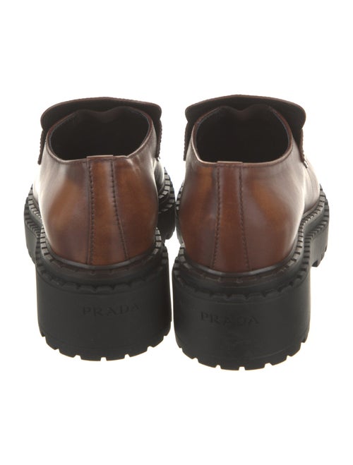 Prada Enameled Metal Triangle Leather Oxfords