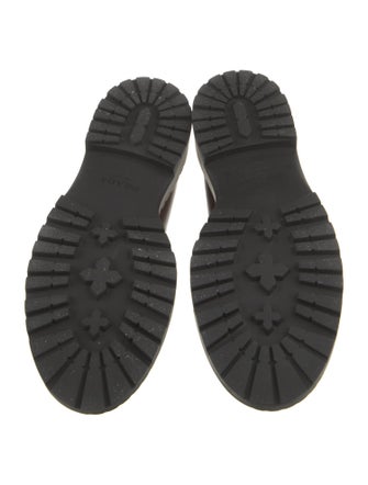 Prada Enameled Metal Triangle Leather Oxfords